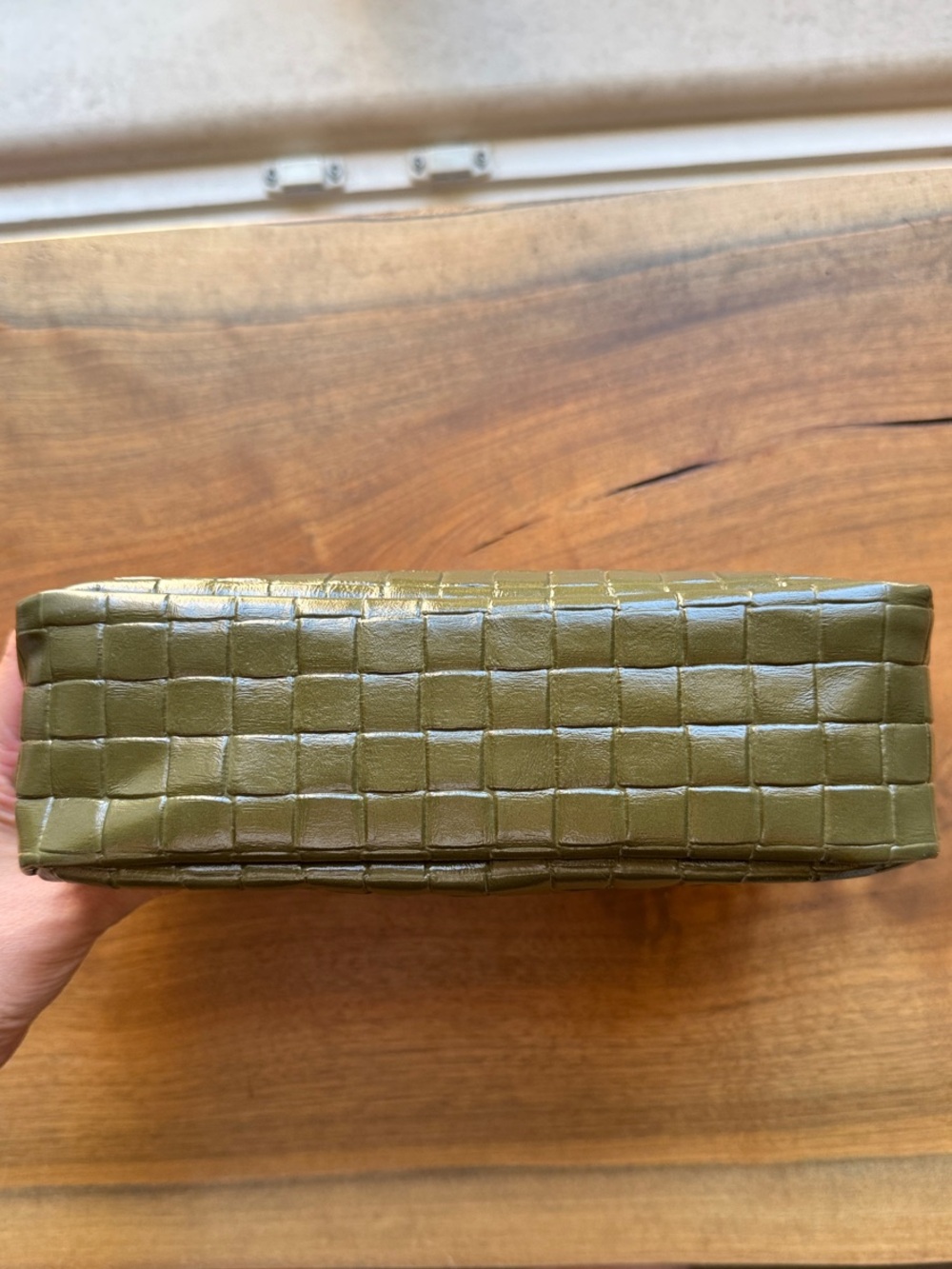 CLARE V. Marisol in Olive Green Woven Embossed Leather - Picture 5 of 9